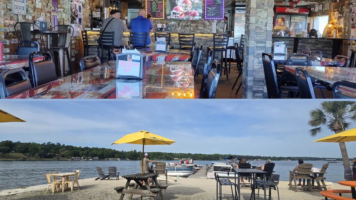 Restaurant interior with bar seating.
