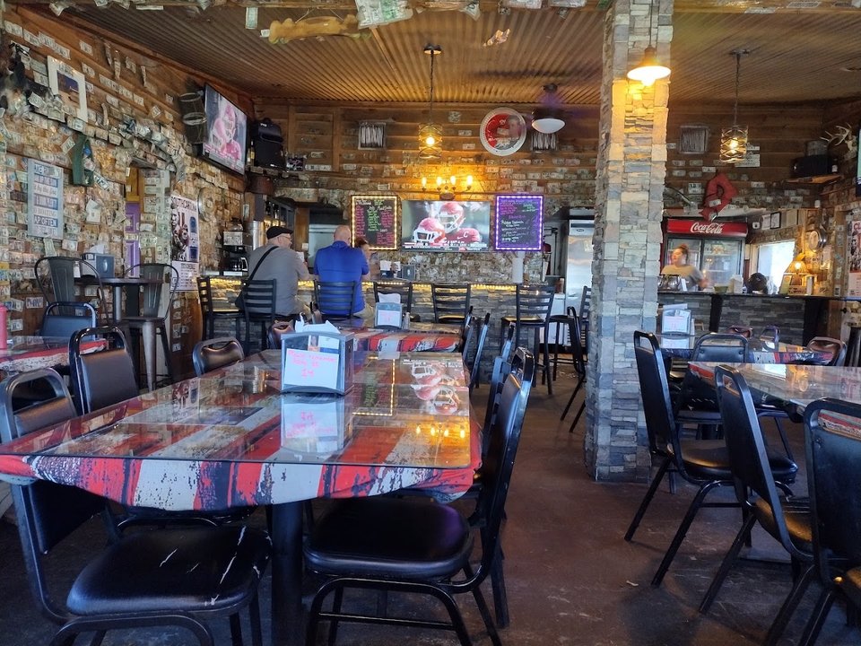 Bright seating area inside the restaurant.