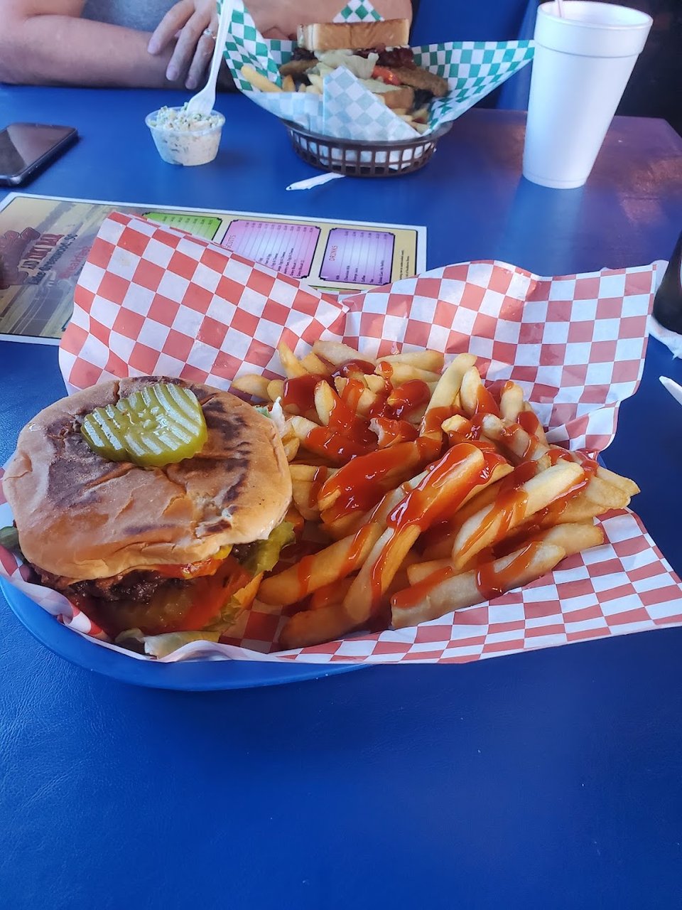 Burger and Fries with Cheese